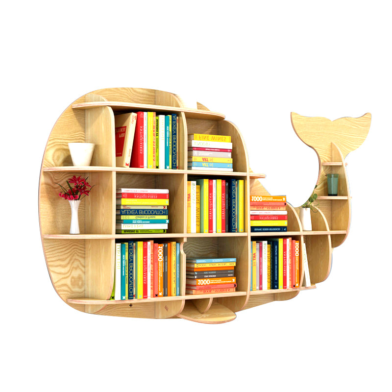 Wooden Bookshelves Whale Wall Animal Shape Bookshelf Kids Bookcases Storage Rack