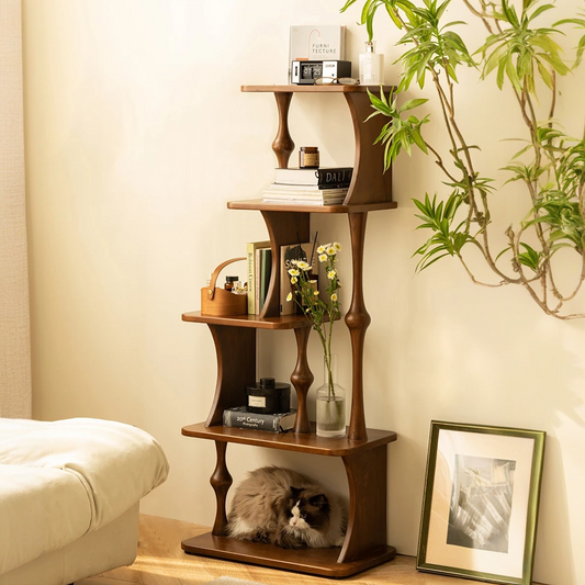 Luxury Retro Handcrafted Solid Wood Multi-Layer Multi-Functional Display Stand Storage Rack Display Shelf