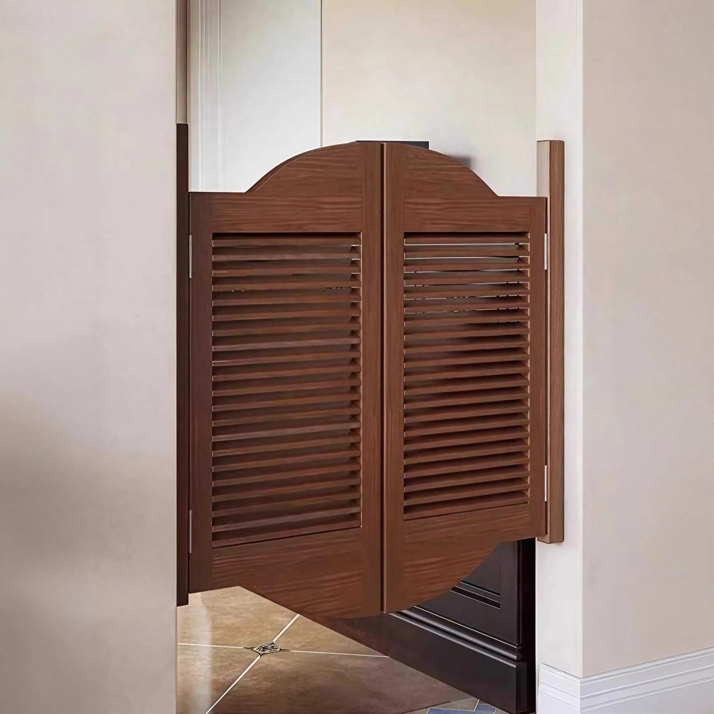 Walnut Wooden Auto Close Interior Door Shutter Door Kitchen Door Partition Half Waist Door Free Door Pub Door