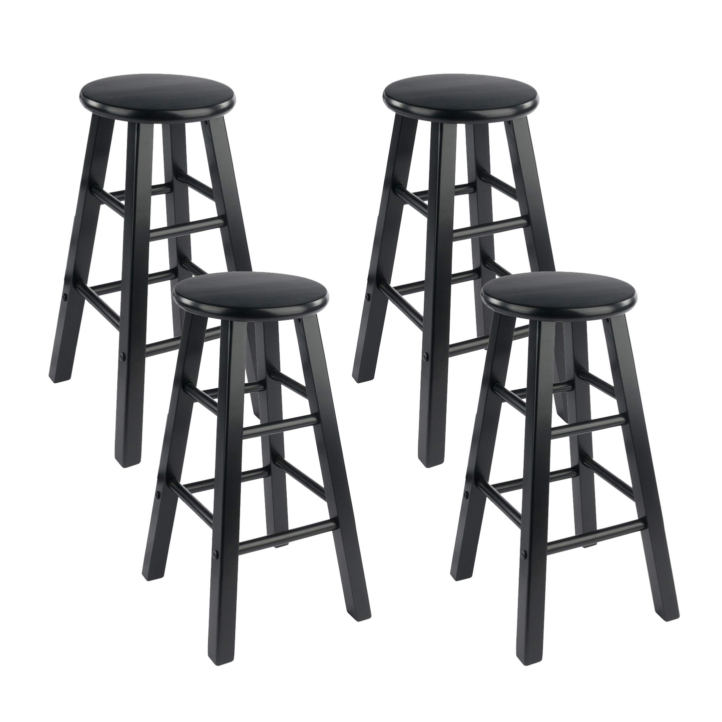 Set of 2 Solid Wood Bar Stools Counter Stools Retro Round Stool Bar Chair Step Stool