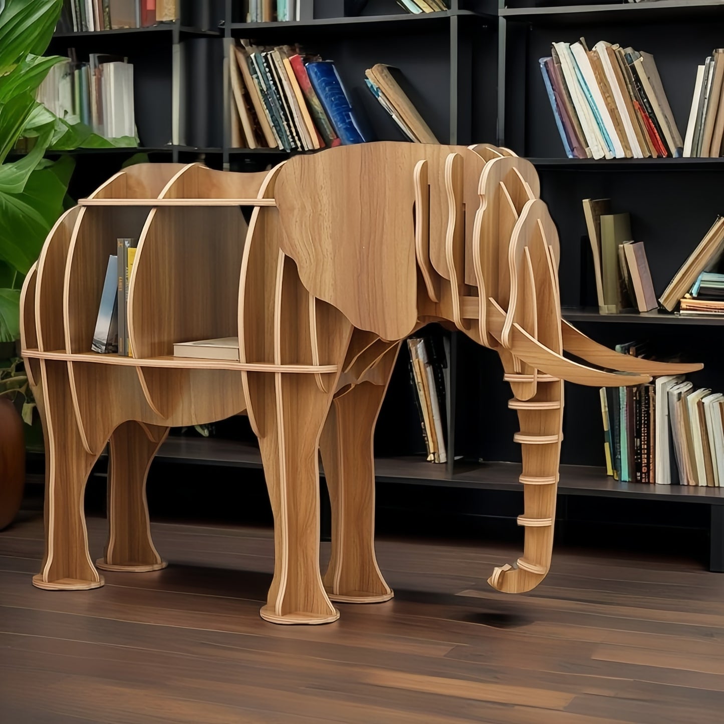 Wooden Bookshelves Elephant Animal Shape Bookshelf Kids Bookcases Storage Rack