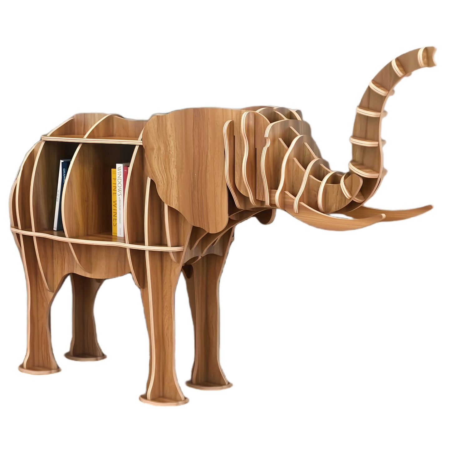 Wooden Bookshelves Elephant Animal Shape Bookshelf Kids Bookcases Storage Rack