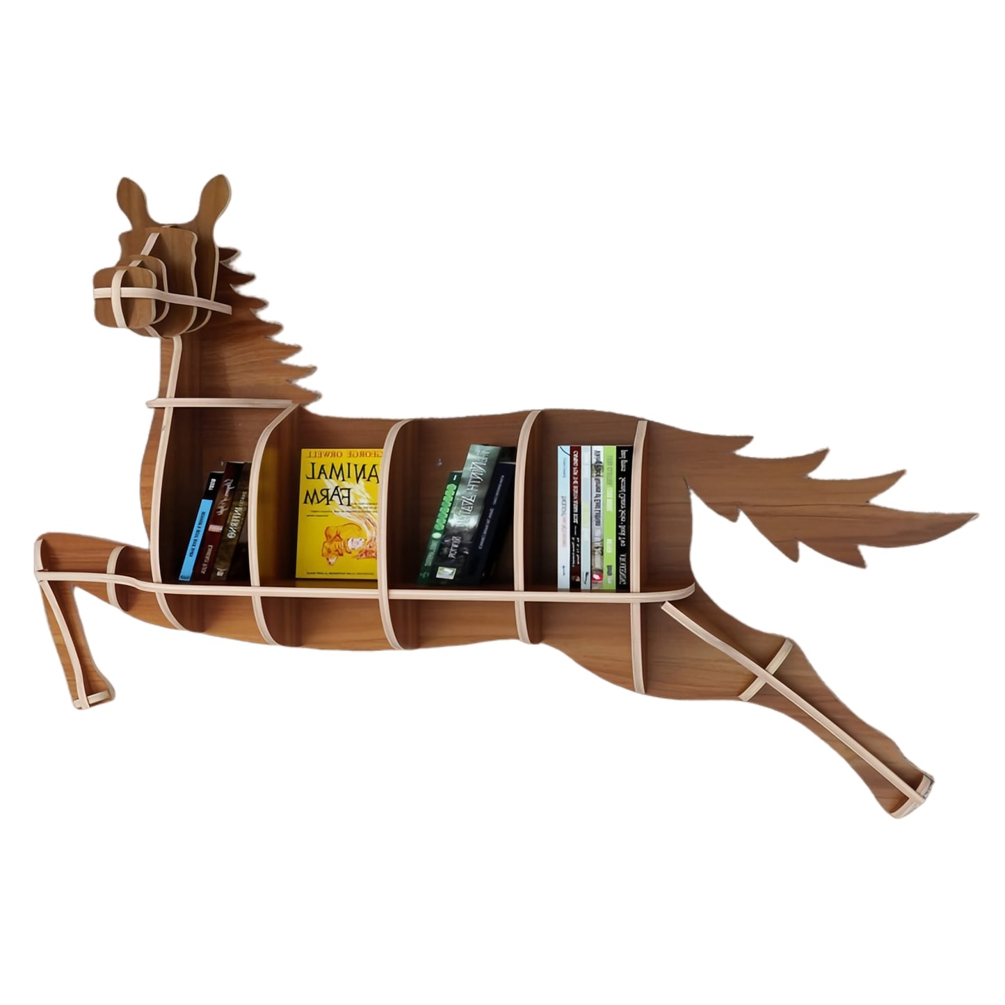 Wooden Bookshelves Horse Wall Animal Shape Bookshelf Kids Bookcases Storage Rack