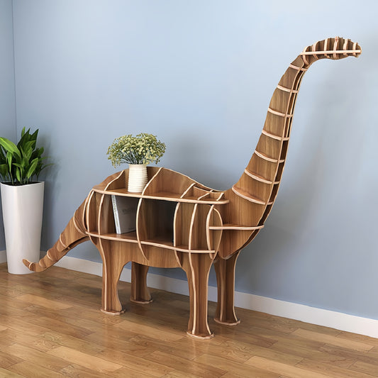 Wooden Bookshelves Long Neck Dragon Animal Shape Bookshelf Kids Bookcases Storage Rack