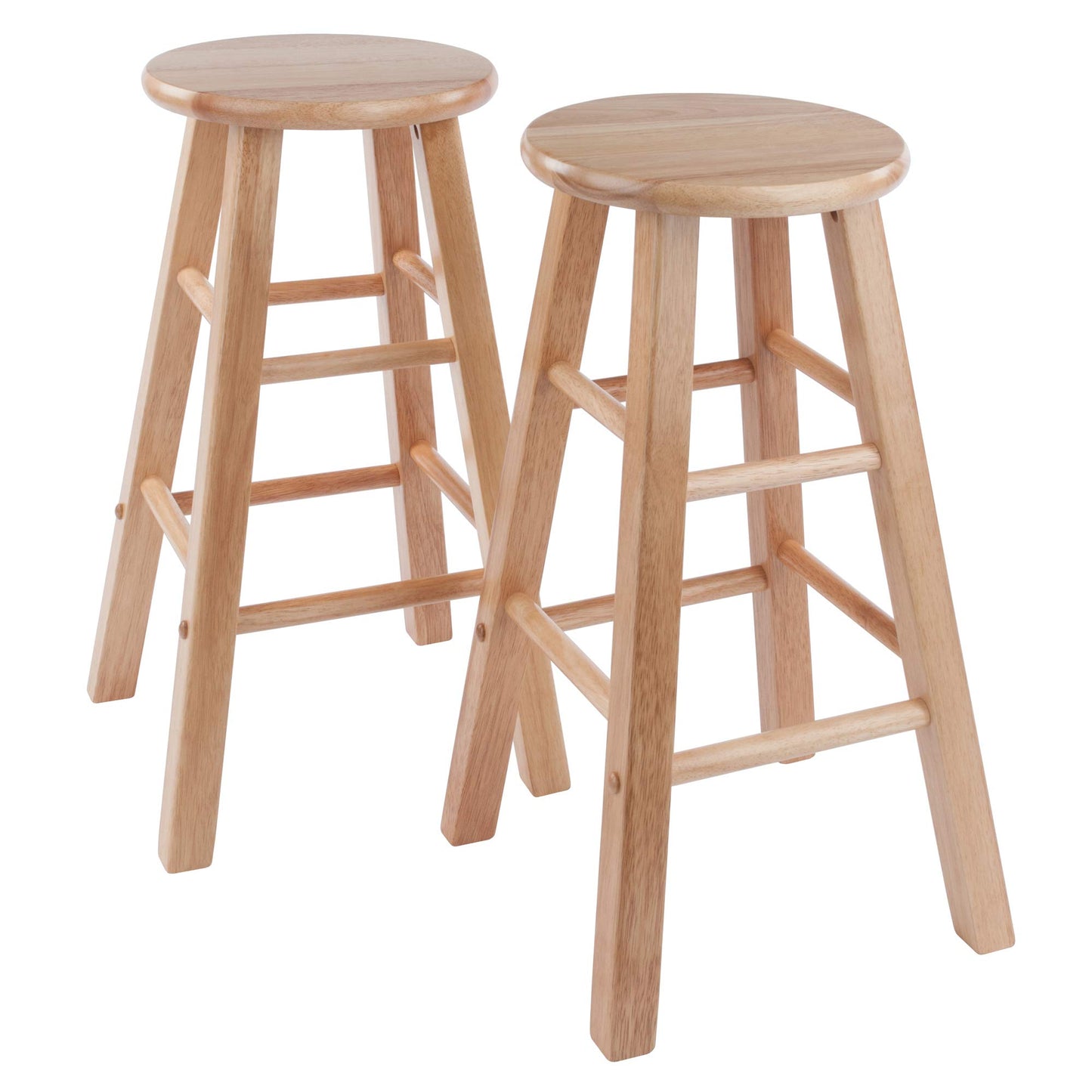 Set of 2 Solid Wood Bar Stools Counter Stools Retro Round Stool Bar Chair Step Stool