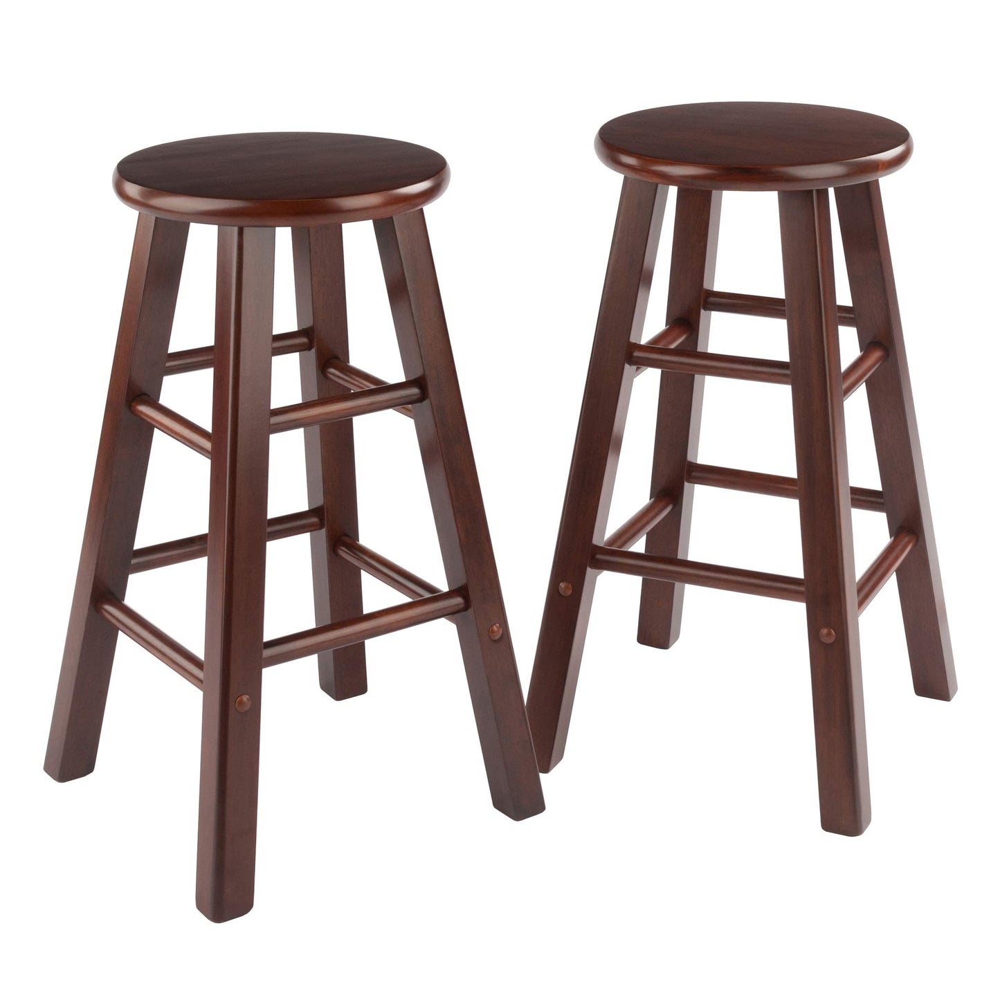 Set of 2 Solid Wood Bar Stools Counter Stools Retro Round Stool Bar Chair Step Stool