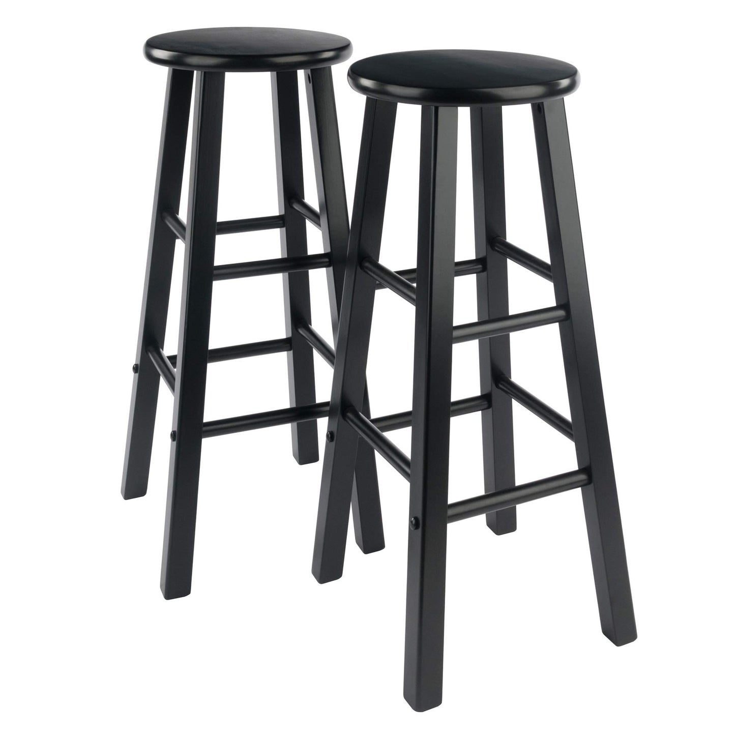 Set of 2 Solid Wood Bar Stools Counter Stools Retro Round Stool Bar Chair Step Stool