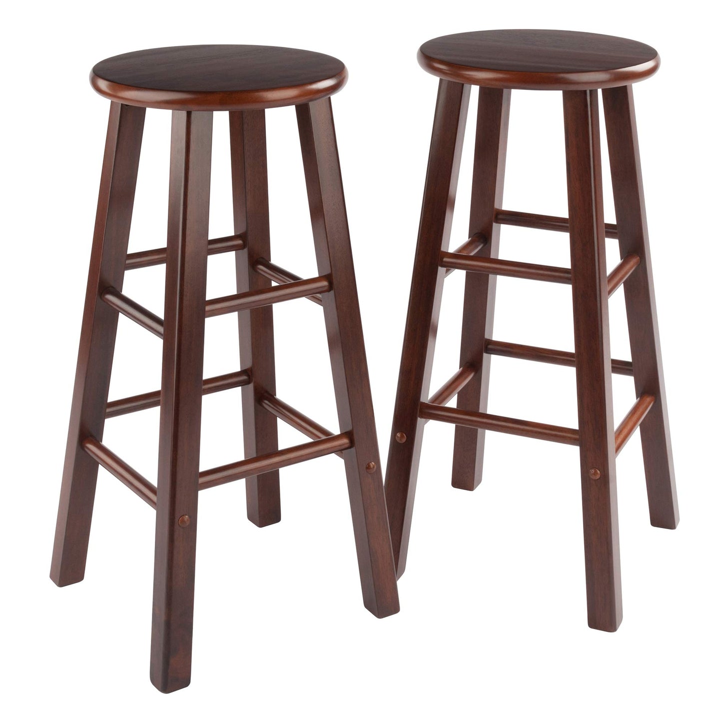 Set of 2 Solid Wood Bar Stools Counter Stools Retro Round Stool Bar Chair Step Stool