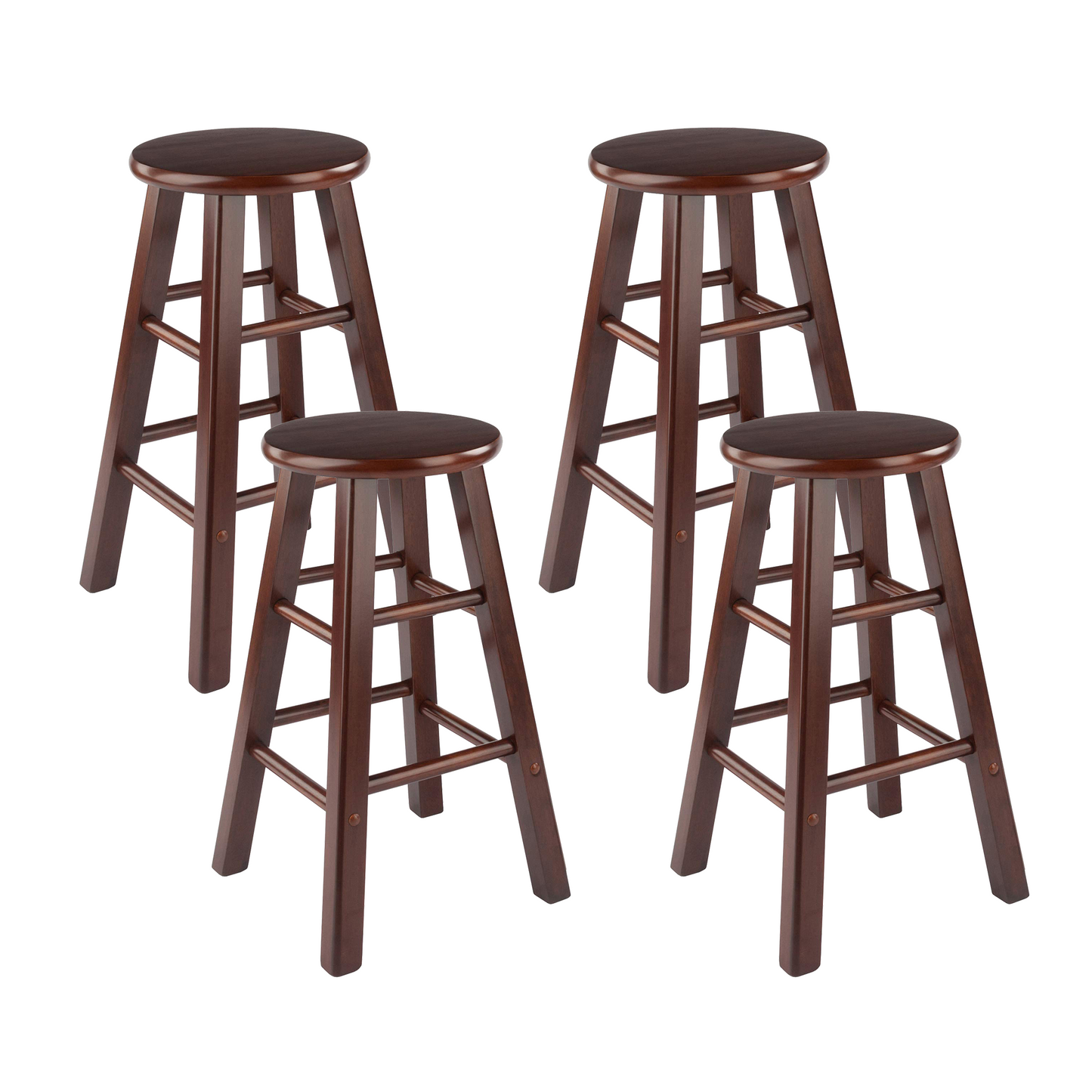 Set of 2 Solid Wood Bar Stools Counter Stools Retro Round Stool Bar Chair Step Stool