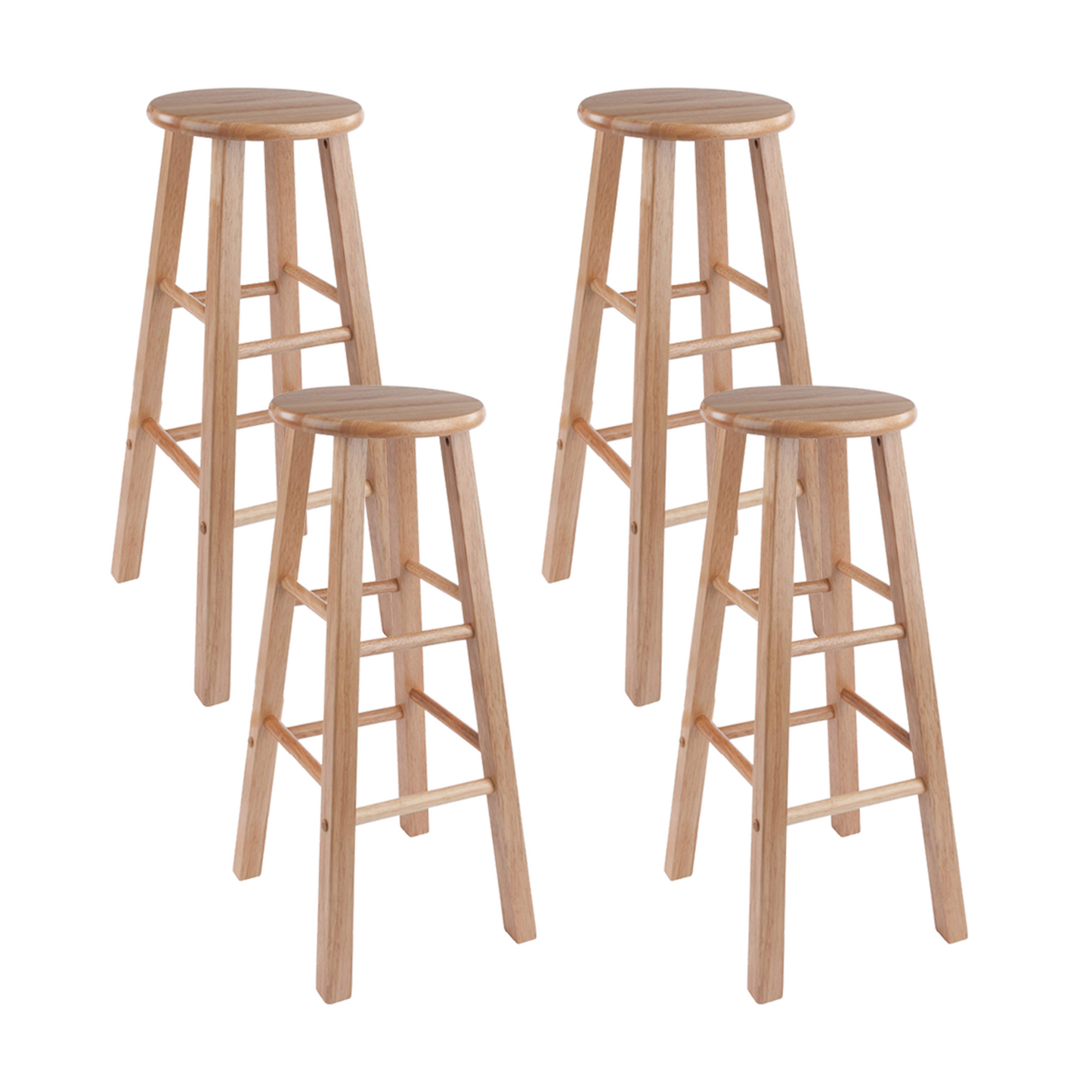 Set of 2 Solid Wood Bar Stools Counter Stools Retro Round Stool Bar Chair Step Stool