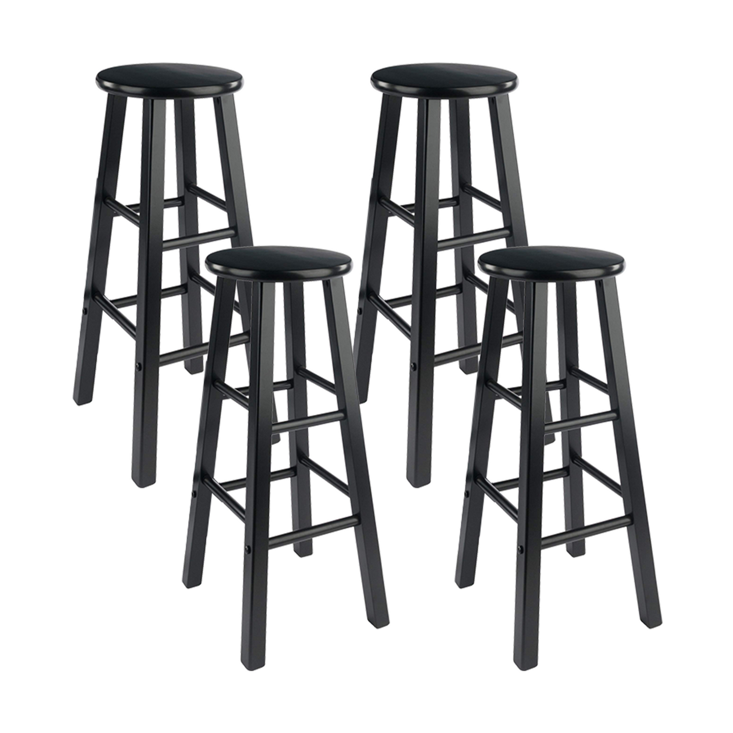 Set of 2 Solid Wood Bar Stools Counter Stools Retro Round Stool Bar Chair Step Stool