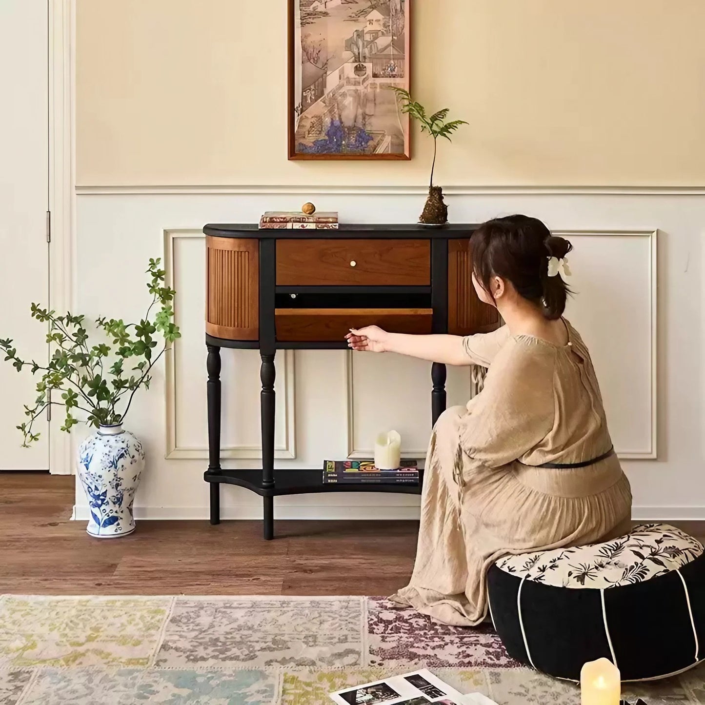 Luxury Solid Wood Antique Style Console Table Entryway Table Hallway Table Corridor Cabinet