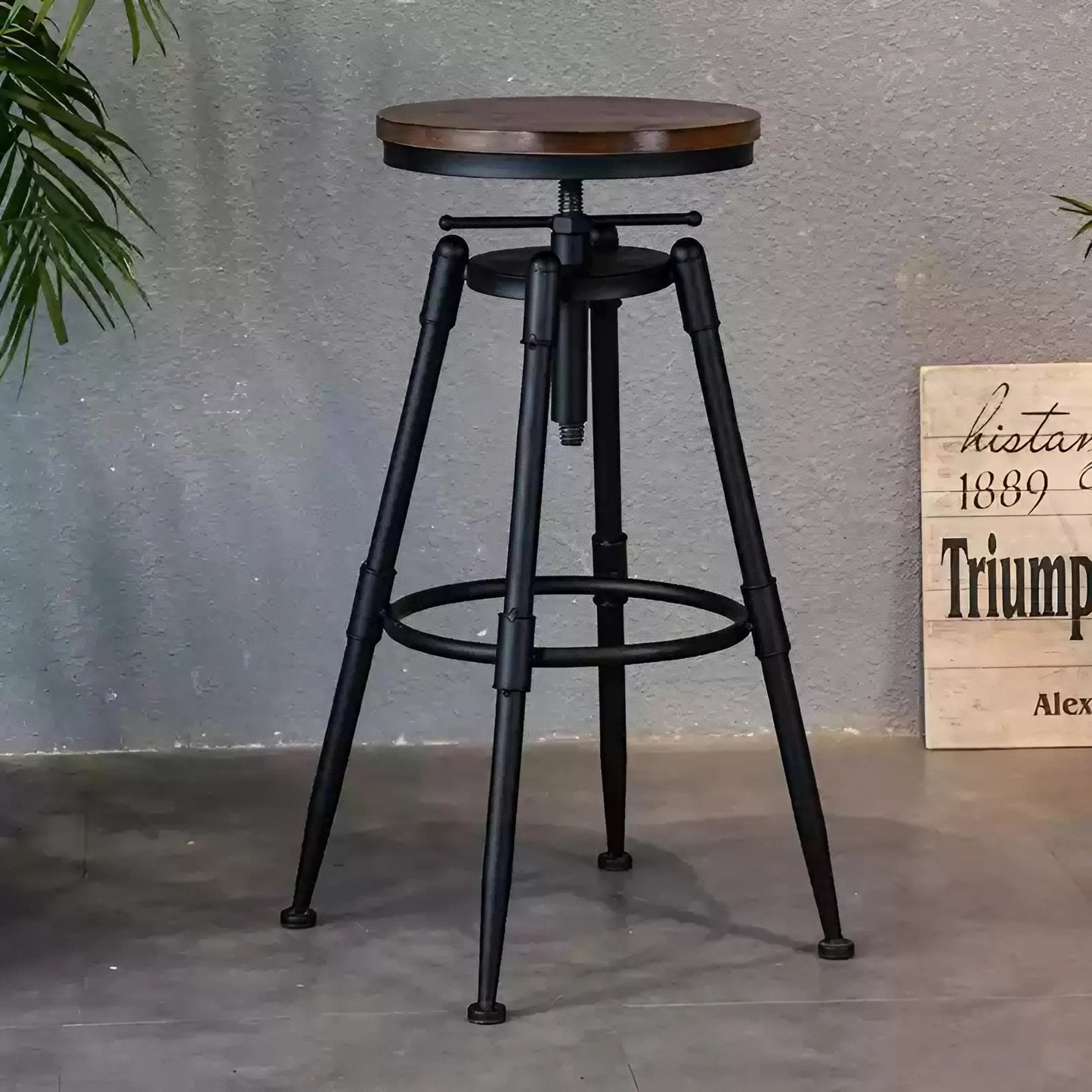 Solid Wood Steel Swivel Lift Bar Stool Counter Stools