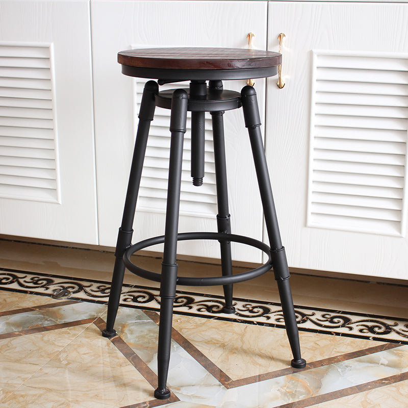 Solid Wood Steel Swivel Lift Bar Stool Counter Stools