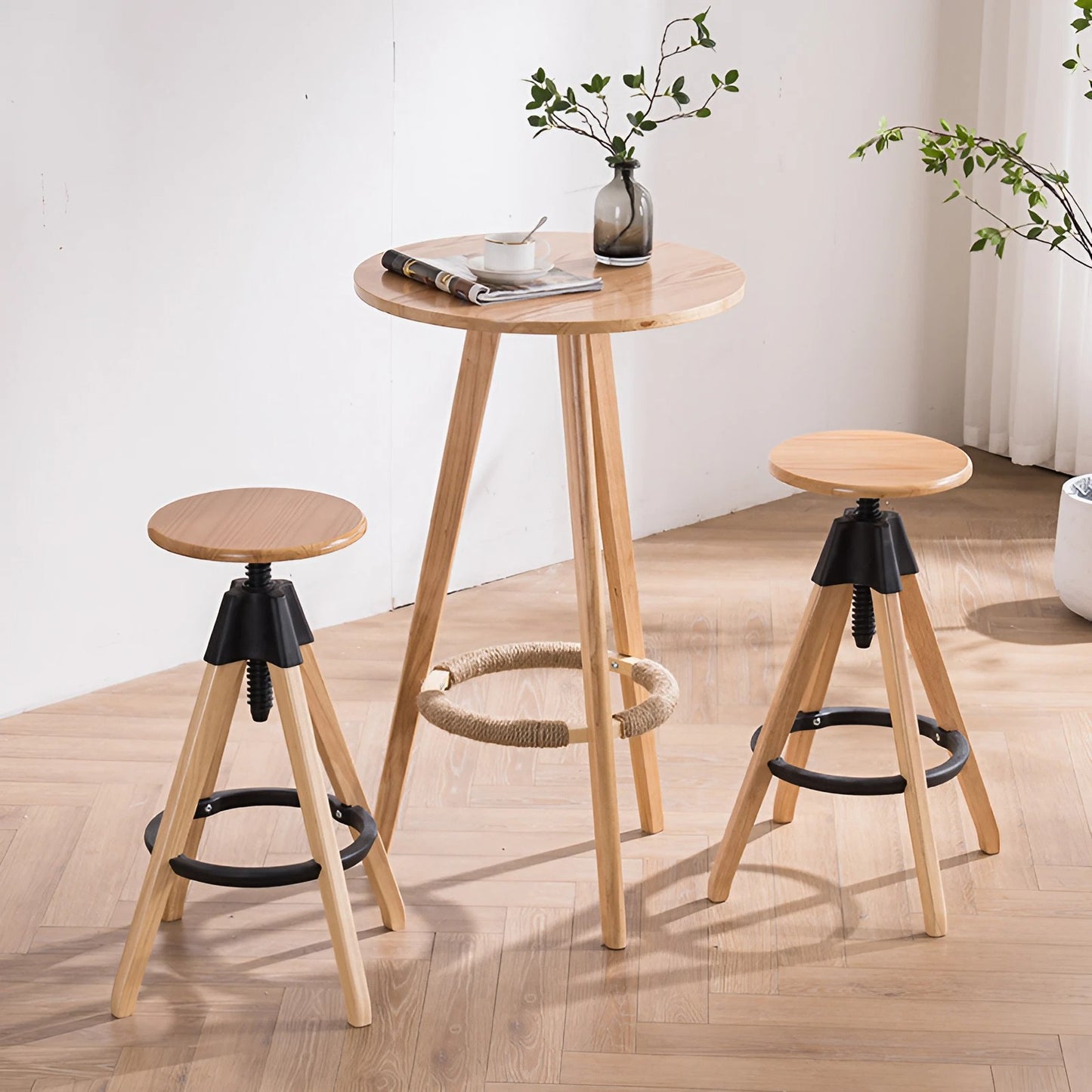 Simple Wood Swivel Lift Stools Counter Stools Bar Stools