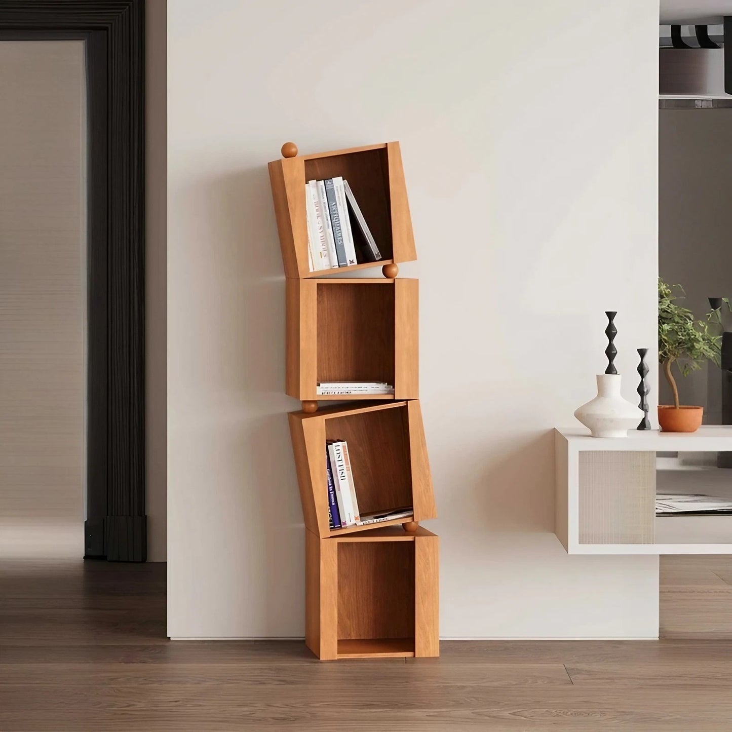 Solid Wood Irregular Creative Combination Floor-Standing Bookshelf Storage Cabinet