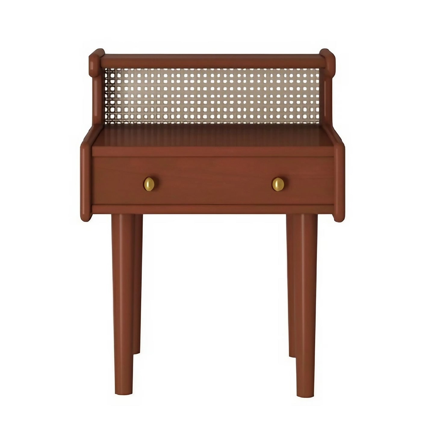 Bedroom Solid Wood Rattan Double Bedside Table Nightstand End Table with 2-drawer